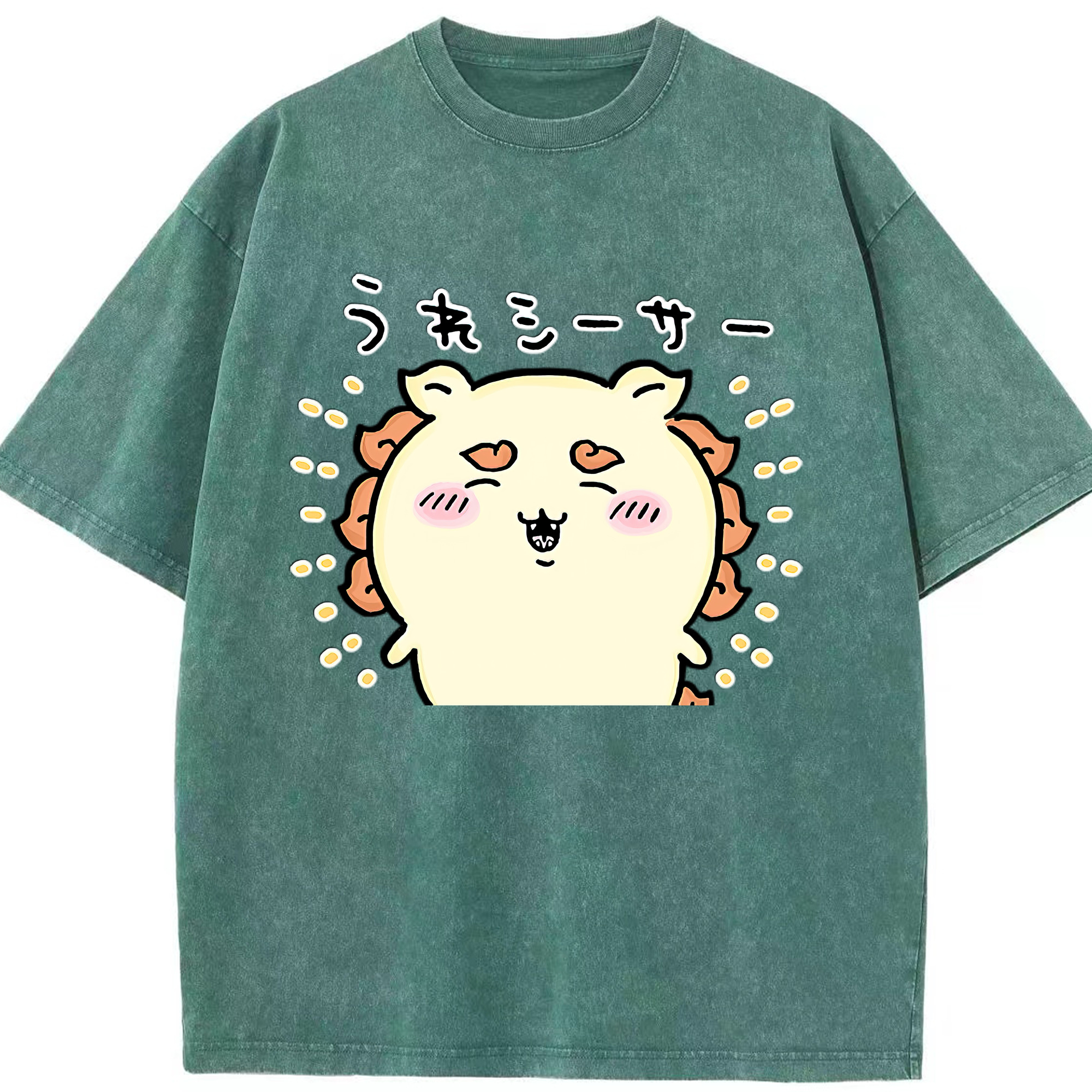 （画像用） ちいかわ シーサー Chii-kawa Shisa 綿100% ヴィンテージ風 半袖Tシャツ（フロントプリント）